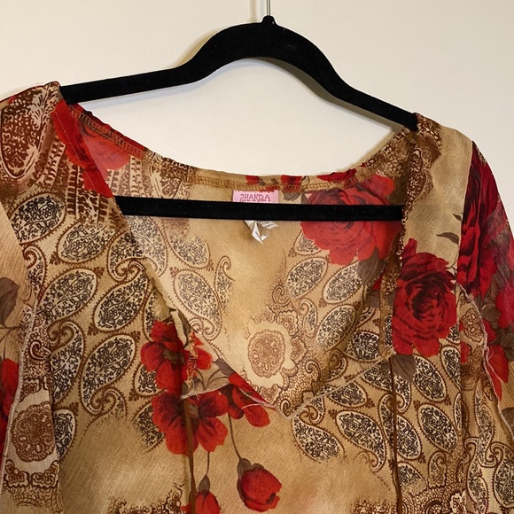 Boho Sheer Tunic Top - Picture 4 of 7